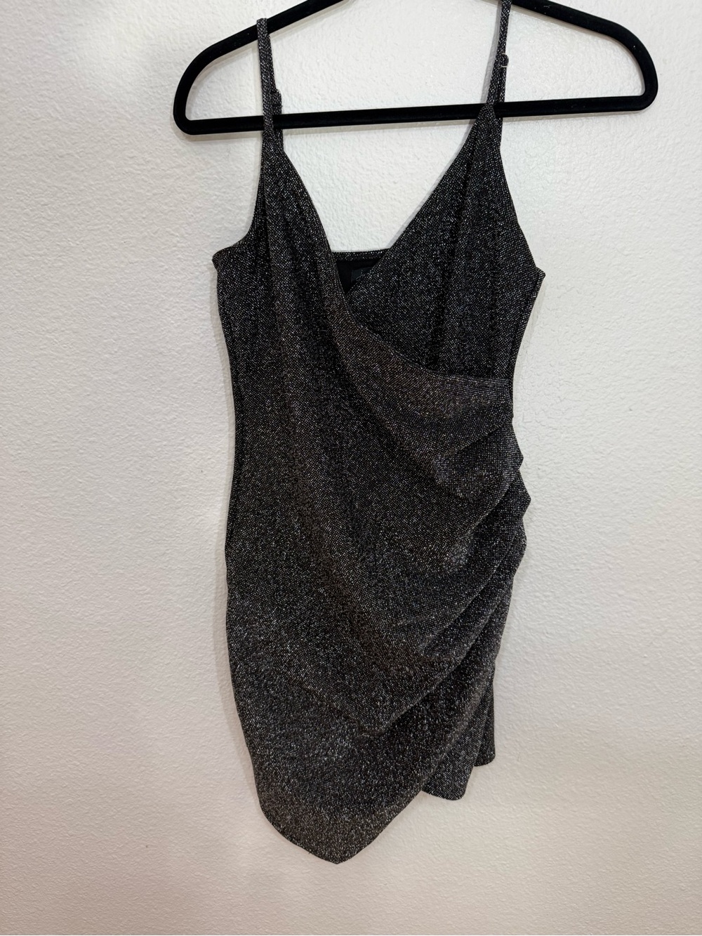 Sparkly Ruched Asymmetrical Cami Mini Dress Size M